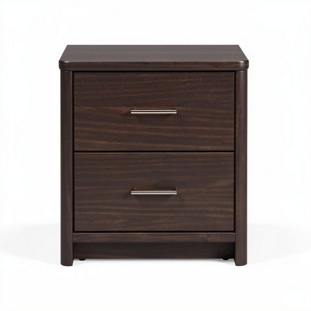 Wooden nightstand with two drawers in espresso finish 22 x 18 x 24 inches