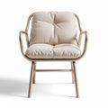 Metal frame lounge chair with cushion seating in beige 80 x 70 x 75cm