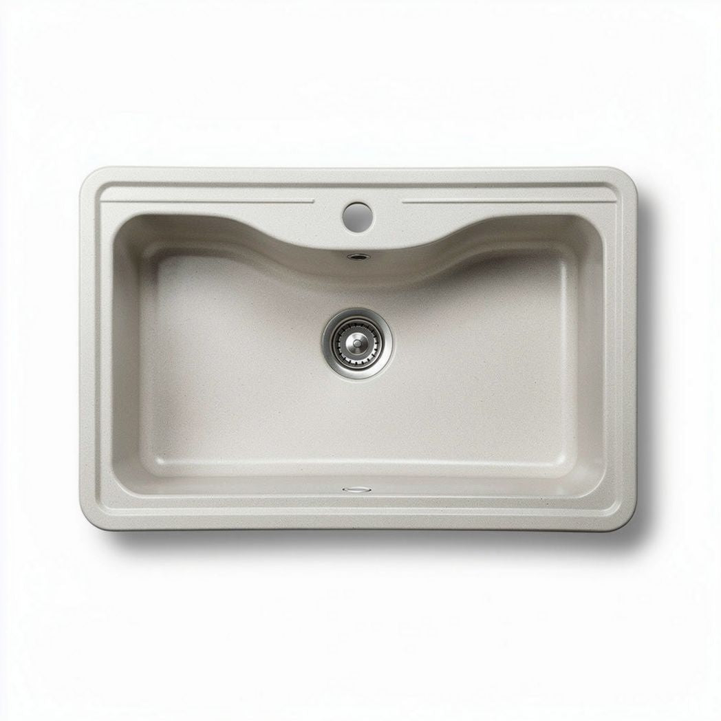 Composite kitchen sink 33 x 22 x 9 inches beige color with single bowl