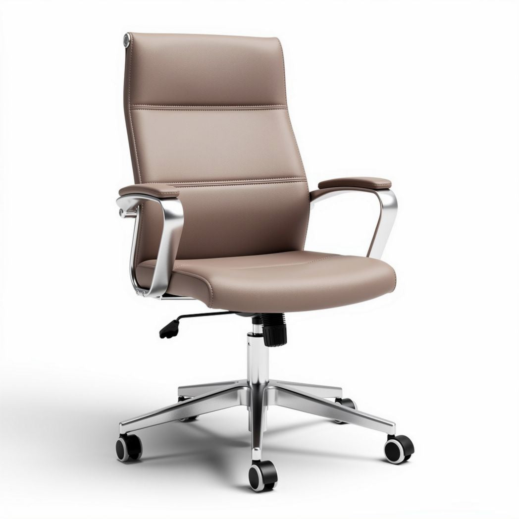 Brown ergonomic office chair with adjustable height and swivel base 60 x 60 x 100cm