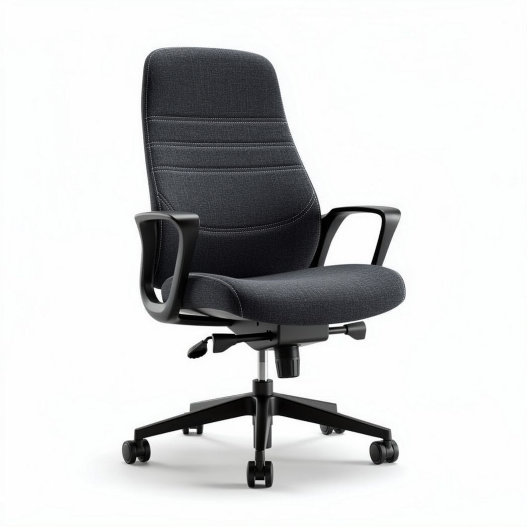 Ergonomic office chair with adjustable height and soft fabric upholstery