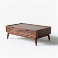 Wooden coffee table with storage drawers mid-century modern design 100 x 60 x 40cm