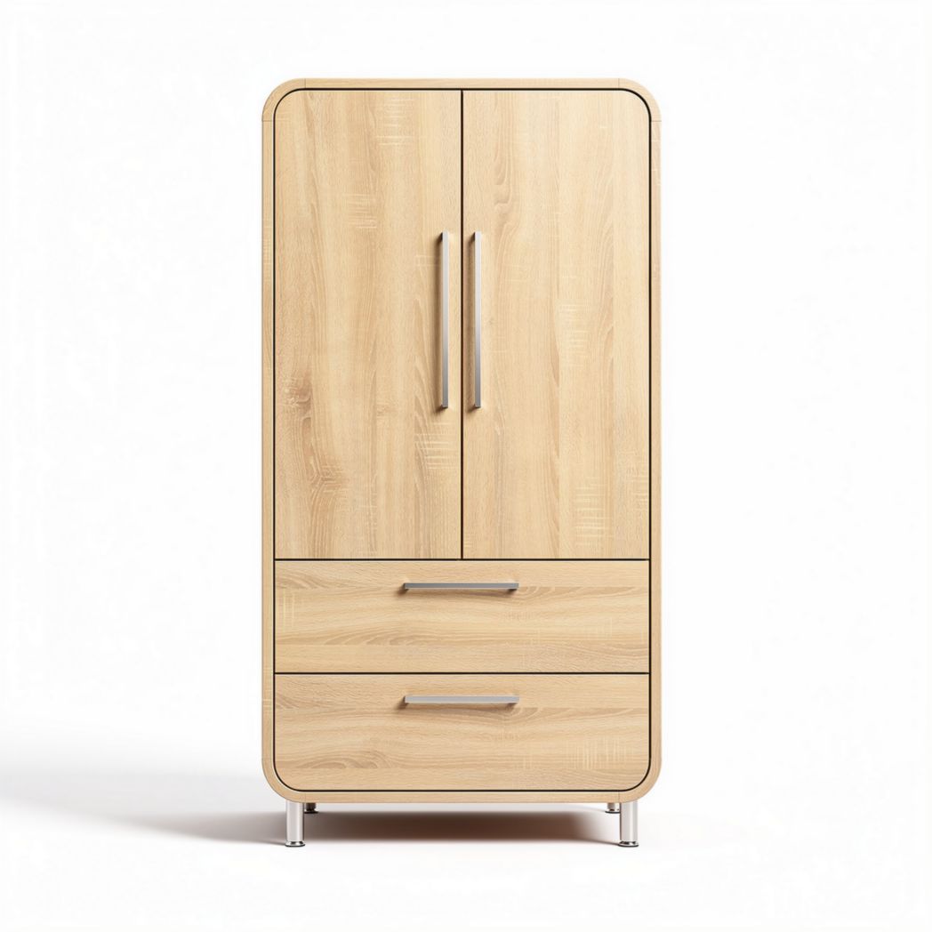 Wooden storage cabinet with two doors and two drawers 180 x 80 x 40cm