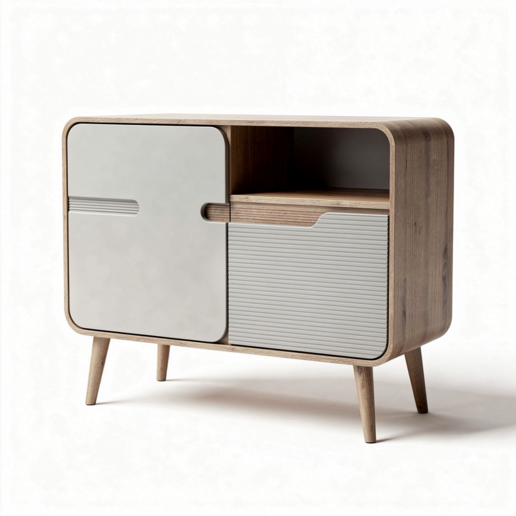 Wooden sideboard cabinet with sliding doors and modern design 80 x 40 x 75cm