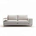 Sofa with left armrest and integrated side table in light gray fabric 200 x 90 x 85cm